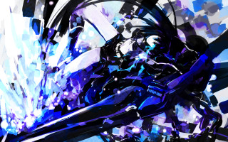 Anime character sword blue background 3 - shape free wallpaper