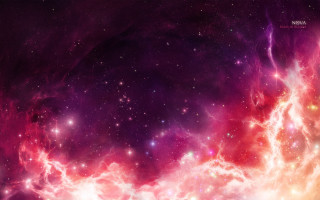 Space scene stars purple background - red center free wallpaper