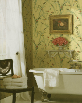 Bathtub towel painting flowers wall - a towel free wallpaper