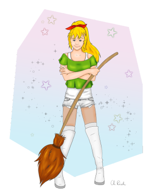 Woman shorts green shirt broom - a broom free wallpaper for mobile