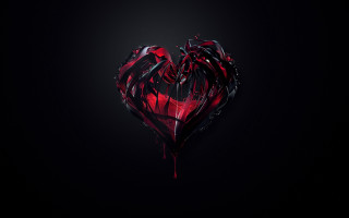 Heart blood dripping black background 3 - dark art free wallpaper