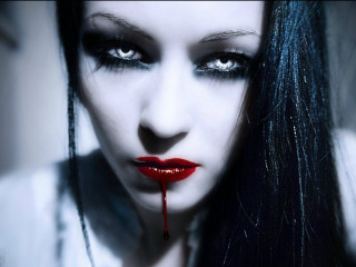 Gothic woman blood redlipstick nosering - her nose free wallpaper