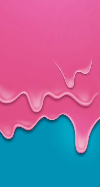 Pink liquid flowing blue background - action painting free wallpaper for mobile