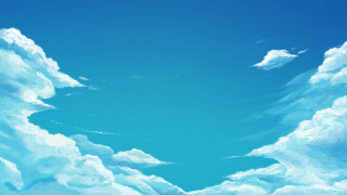 Blue sky clouds plane flying 2 - overhead in the sky above free wallpaper
