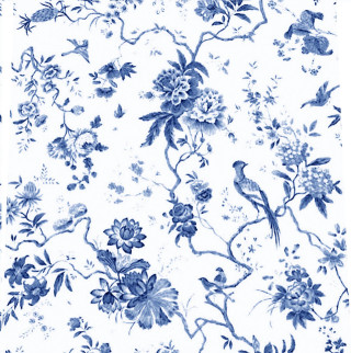 Blue white floral pattern birds - floral pattern free wallpaper