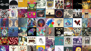 Collage posters people animals colors - maximalist free wallpaper for desktop