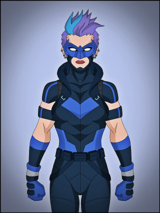 Cartoon man blue black suit - concept design free wallpaper for mobile