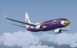 Jetliner flying blue sky clouds 20 - airbrush free wallpaper