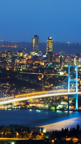 City skyline bridge river night 22 - free city wallpaper for mobile