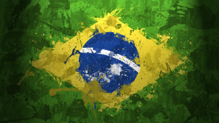 Grungy brazil flag white blue - a white cross free wallpaper
