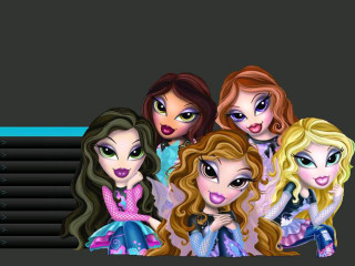 Cartoon girls sitting shelf black - a blue line free wallpaper