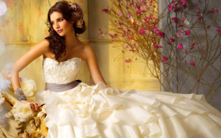 Woman wedding dress flowers hair - a woman in a wedding dress free wallpaper