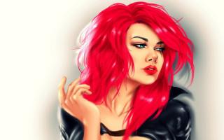 Red hair leather jacket fantasy - charlie bowater free wallpaper