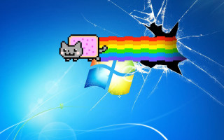 Broken window rainbow cat rainbow - a broken window free wallpaper