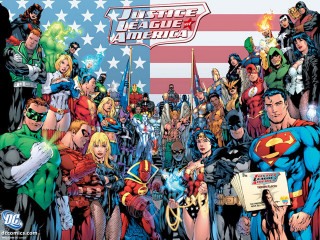 Justice league america group people - an american flag free wallpaper