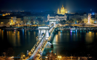 Night bridge city lights background - the other side free wallpaper