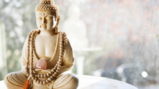 Buddha statue table window glass - figurine free wallpaper