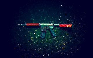 Toy gun red barrel side - foto realistic free wallpaper