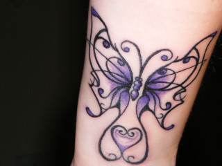Tattoo butterfly heart side leg - shaded free wallpaper