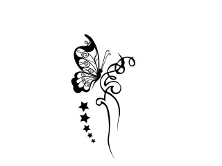Black white butterfly stars back - butterfly free wallpaper