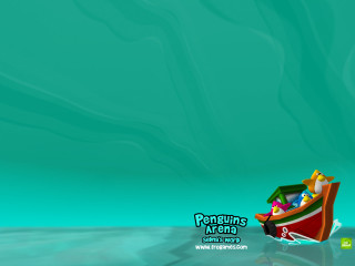 Cartoon boat penguin floating water - the boat free wallpaper