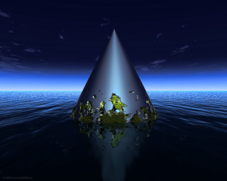 Large triangle object floating water - the surface free wallpaper