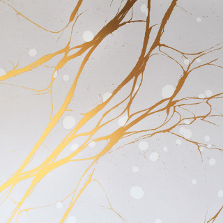 Tree white yellow snowflakes branches - abstract brush stroke free wallpaper for tablet