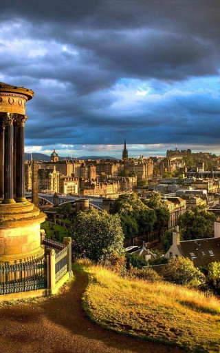 City clock tower cloudy sky 2 - free city wallpaper for mobile