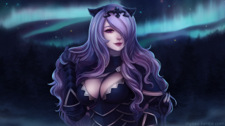 Woman purple hair cat ears - dusk free wallpaper for desktop