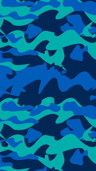 Blue camouflage fish water line - plain background free wallpaper for mobile