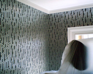 Woman standing room wallpaper window - a curtain free wallpaper