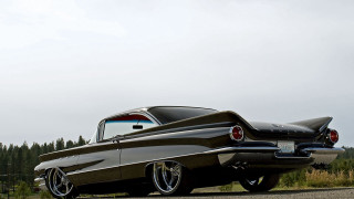 Classic car parked road field 2 - a classic car free wallpaper