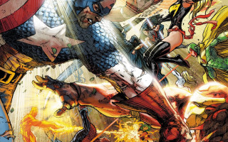 Superheroes fighting fire hydrant comic - alan davis free wallpaper