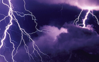 Purple sky lightning mountain cloud - volumetric lightning free wallpaper