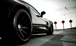 Black car road red white - street free wallpaper