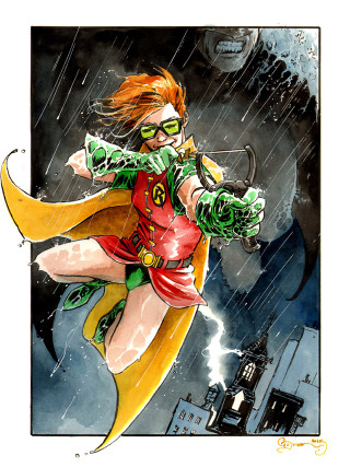 Batgirl flying rain bat green - a bat free wallpaper for mobile