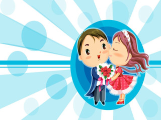 Couple kissing blue background sunbursts - a couple kissing free wallpaper