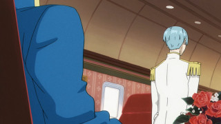 Man blue suit vase flowers - a table in a room free wallpaper