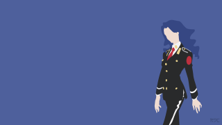 Woman uniform blue background red - minimalist free wallpaper for desktop