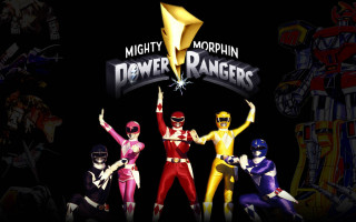 Mighty morphin power rangers posing - holography free wallpaper