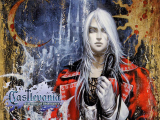 Woman long white hair red 2 - a black object free wallpaper