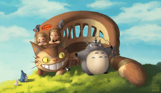 Giant animal group people grass - a cat and a cat free wallpaper