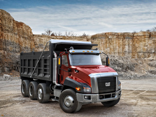 Red dump truck mountain cliff - carl walter liner free wallpaper
