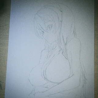 Woman sitting table drawing paper - realistic free wallpaper for tablet