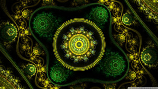 Green yellow pattern circular design - a circular design in the center of the image free wallpaper
