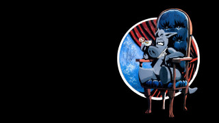 Cartoon character chair coffee mirror - punk art free wallpaper