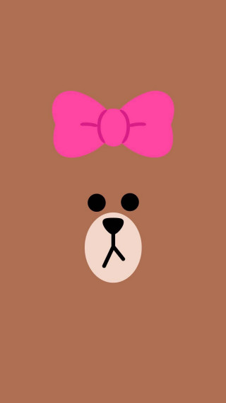 Brown bear pink bow background - a brown background free wallpaper for mobile