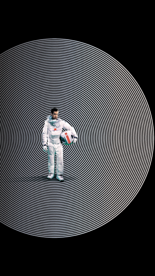 White suit spiral red center - free space wallpaper for mobile