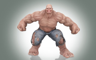 Muscular bald man torn jeans 2 - benjamin marra free wallpaper