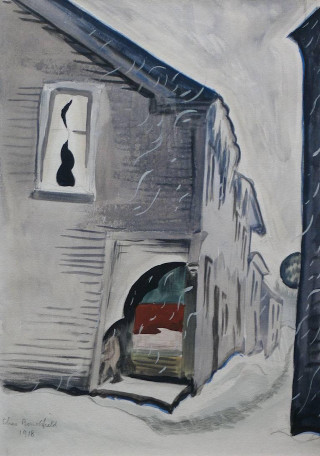 Snowy alley cat window person - the doorway free wallpaper